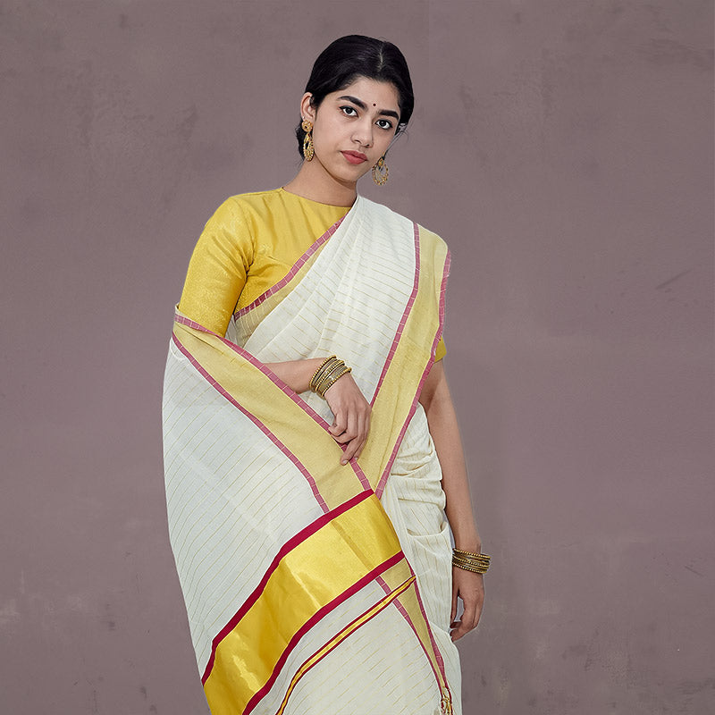 Indian Ethnic Wear Online in USA | Balaramapuram Kasavu Saree