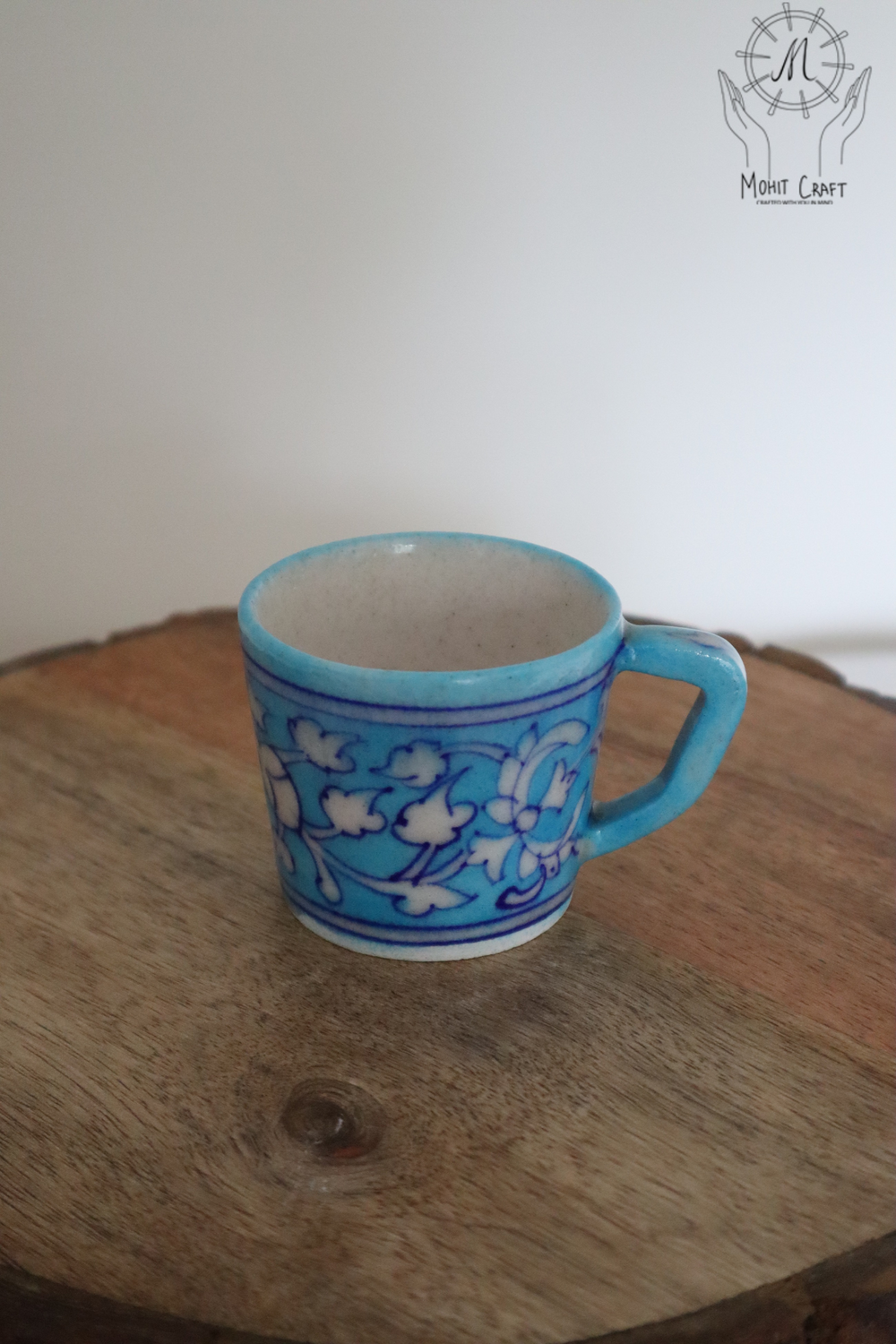 Traditional Home Decor in USA | Ceramic Floral Handcrafted Cup (set of 2)
