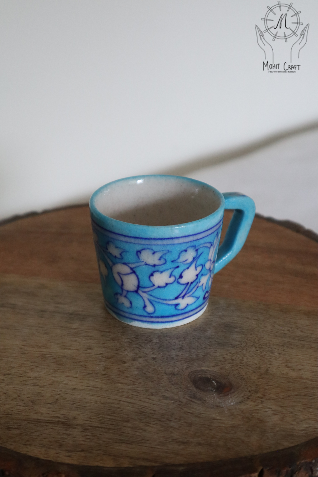 Traditional Home Decor in USA | Ceramic Floral Handcrafted Cup (set of 2)