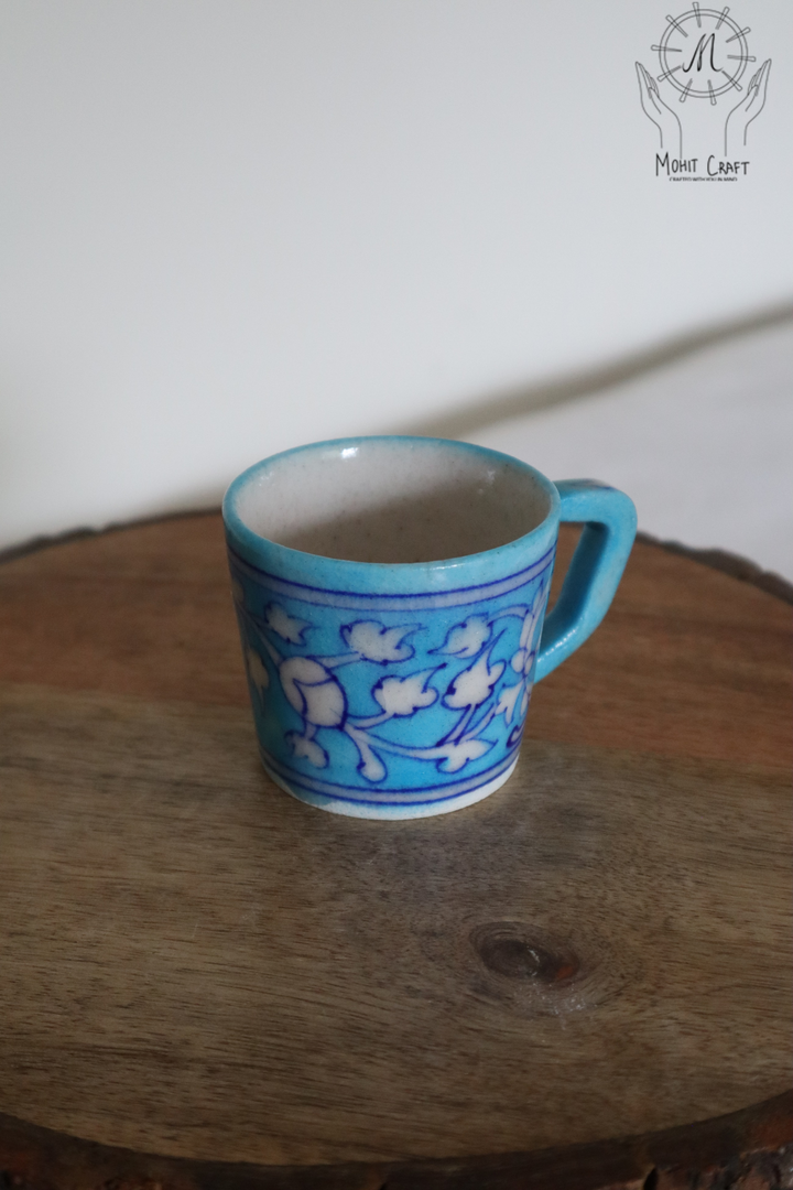 Traditional Home Decor in USA | Ceramic Floral Handcrafted Cup (set of 2)