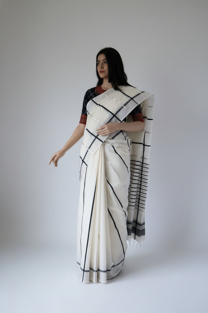 Handwoven Cotton Saree with Contemporary Design