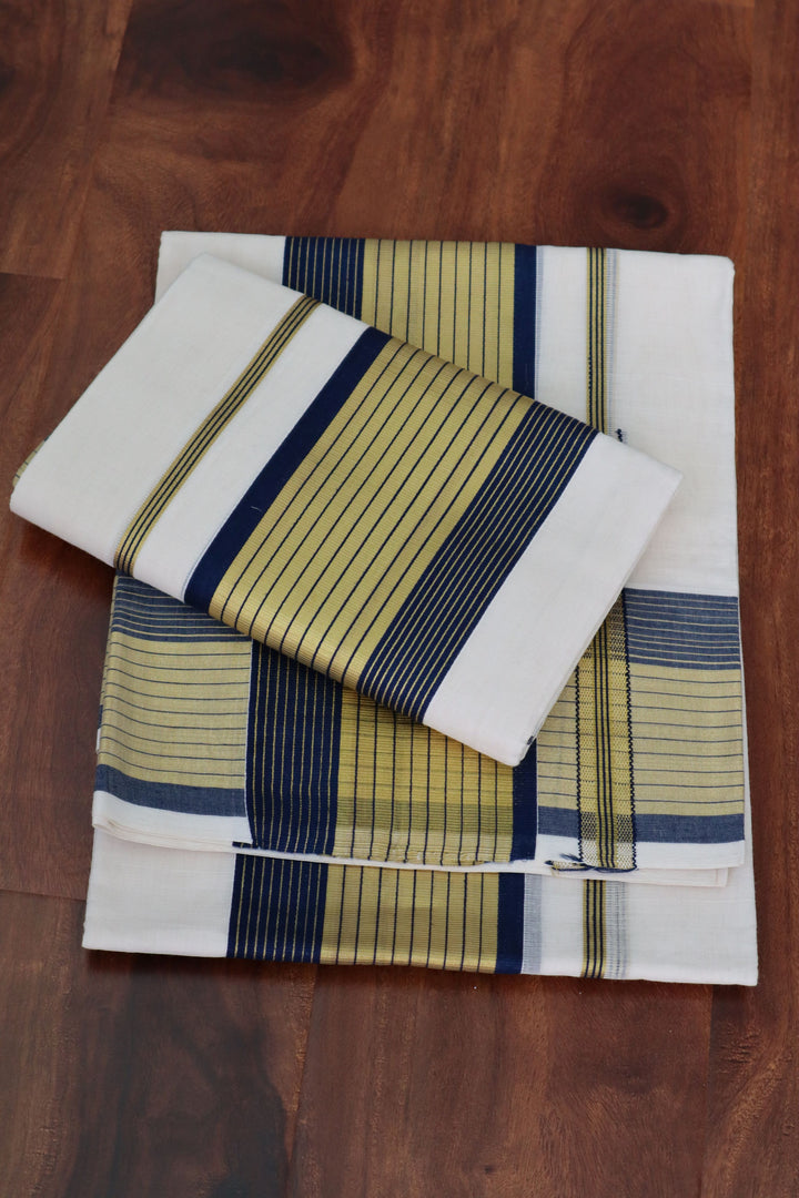 Traditional Kerala Sarees online in the USA | Handwoven pure cotton Mundum Neriyathum