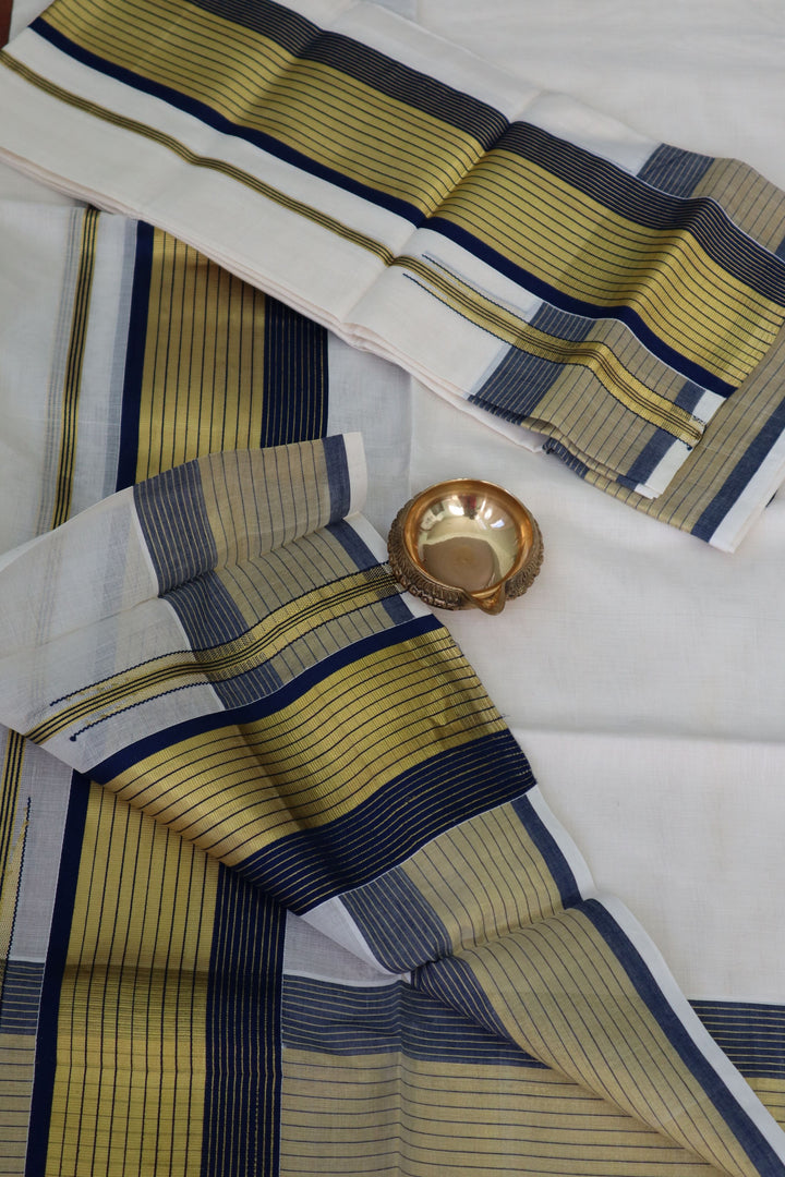 Traditional Kerala Sarees online in the USA | Handwoven pure cotton Mundum Neriyathum