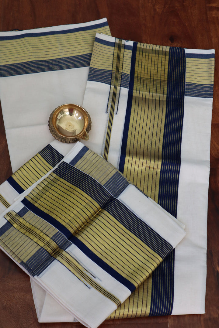 Traditional Kerala Sarees online in the USA | Handwoven pure cotton Mundum Neriyathum