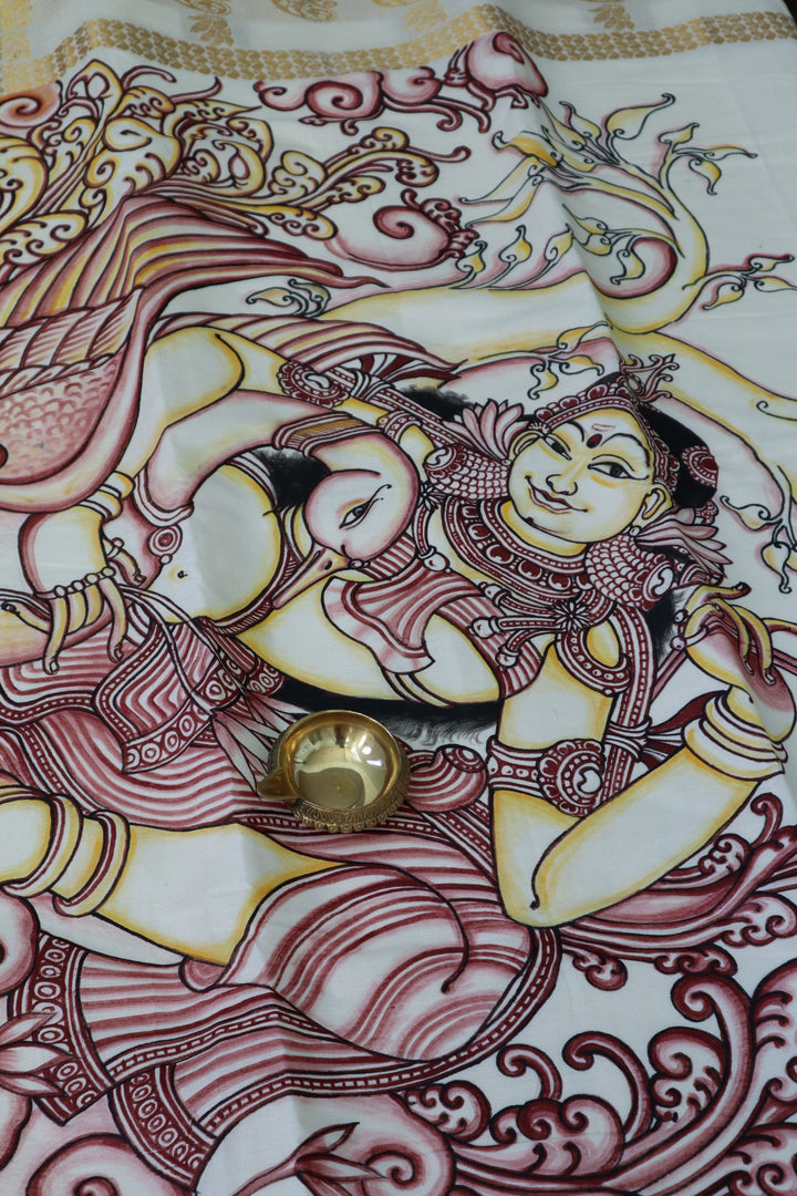 Mural Painted Kerala Saree | Traditional Kerala Sarees online in the USA