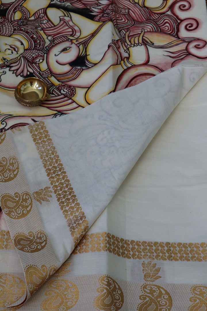 Mural Painted Kerala Saree | Traditional Kerala Sarees online in the USA