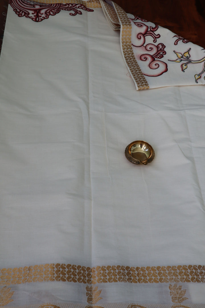 Mural Painted Kerala Saree | Traditional Kerala Sarees online in the USA