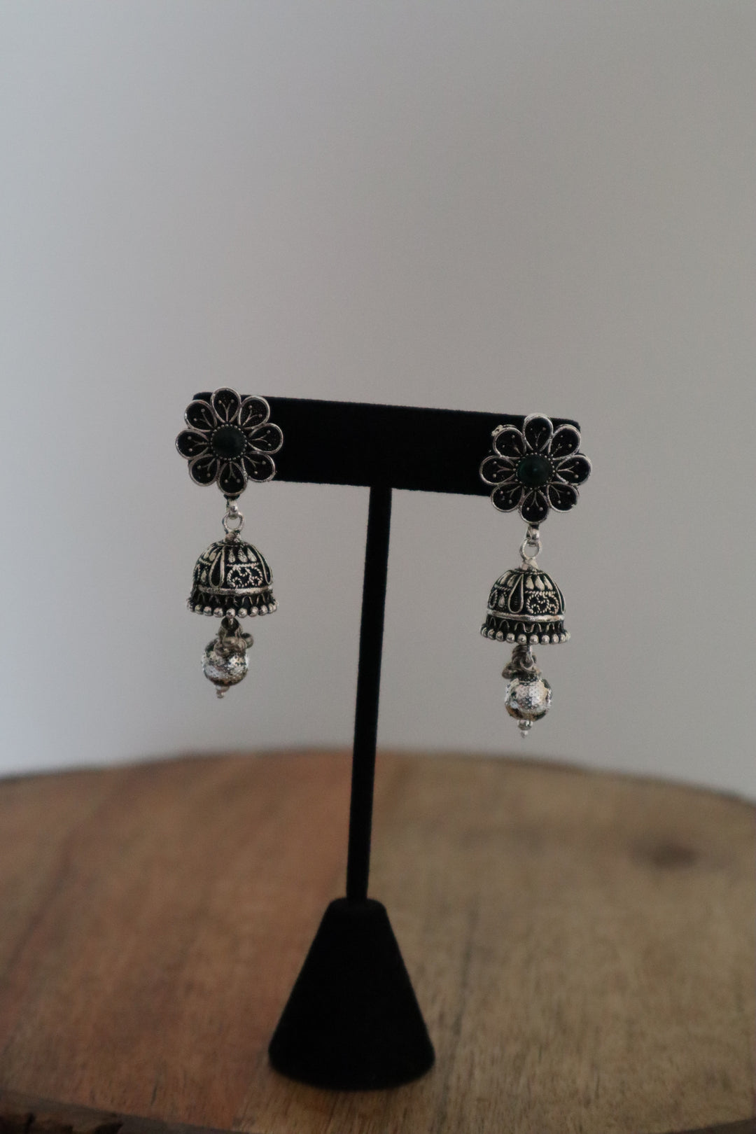 Grey Austrian Stone Oxidised Traditional Necklace Set
