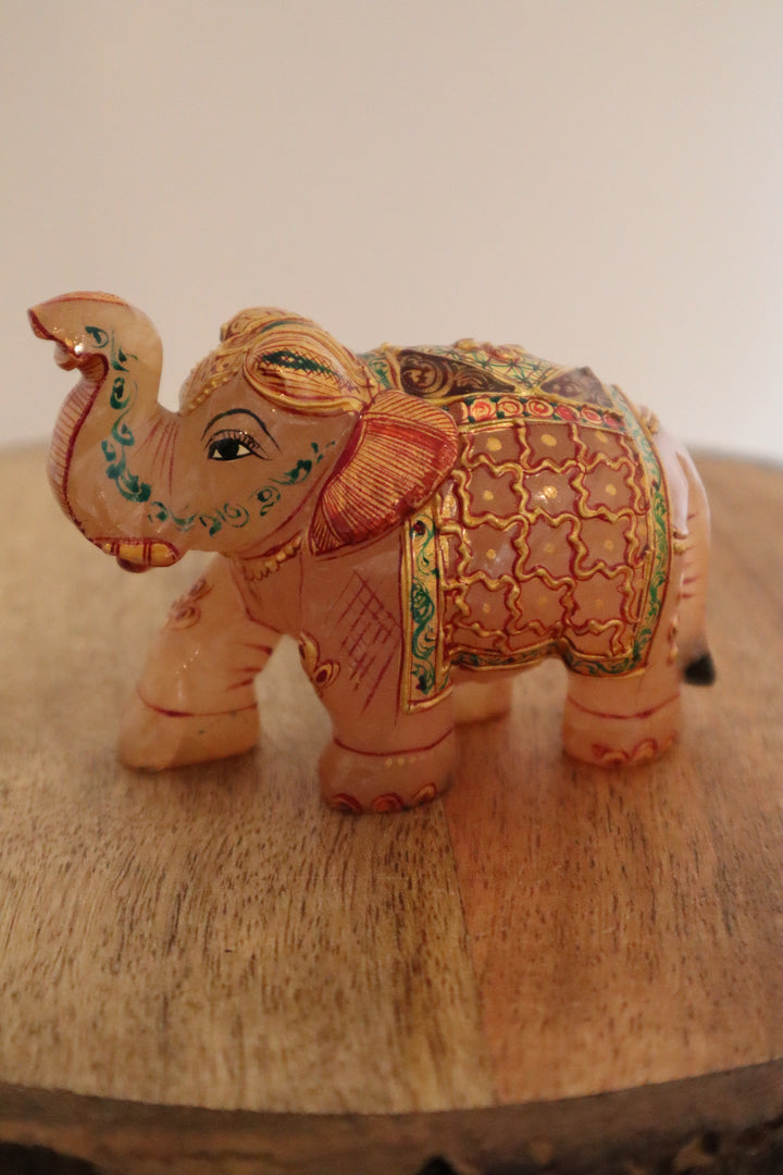 Rose Quartz Baby Elephant Statue