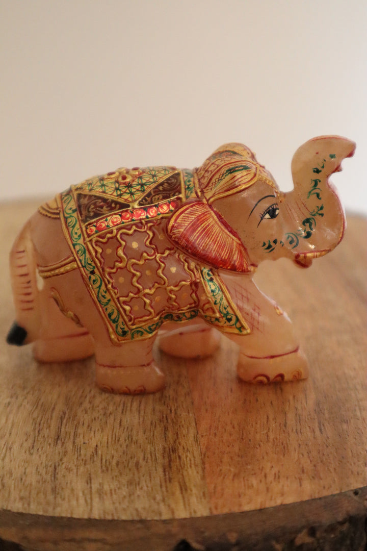 Rose Quartz Baby Elephant Statue