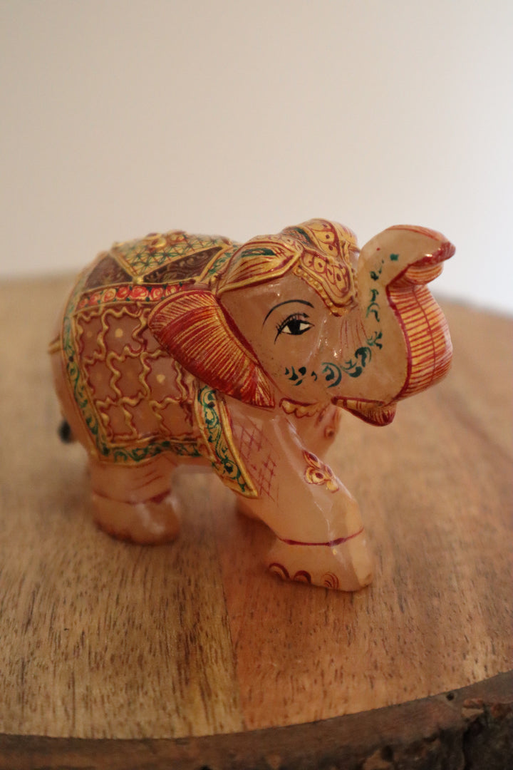 Rose Quartz Baby Elephant Statue