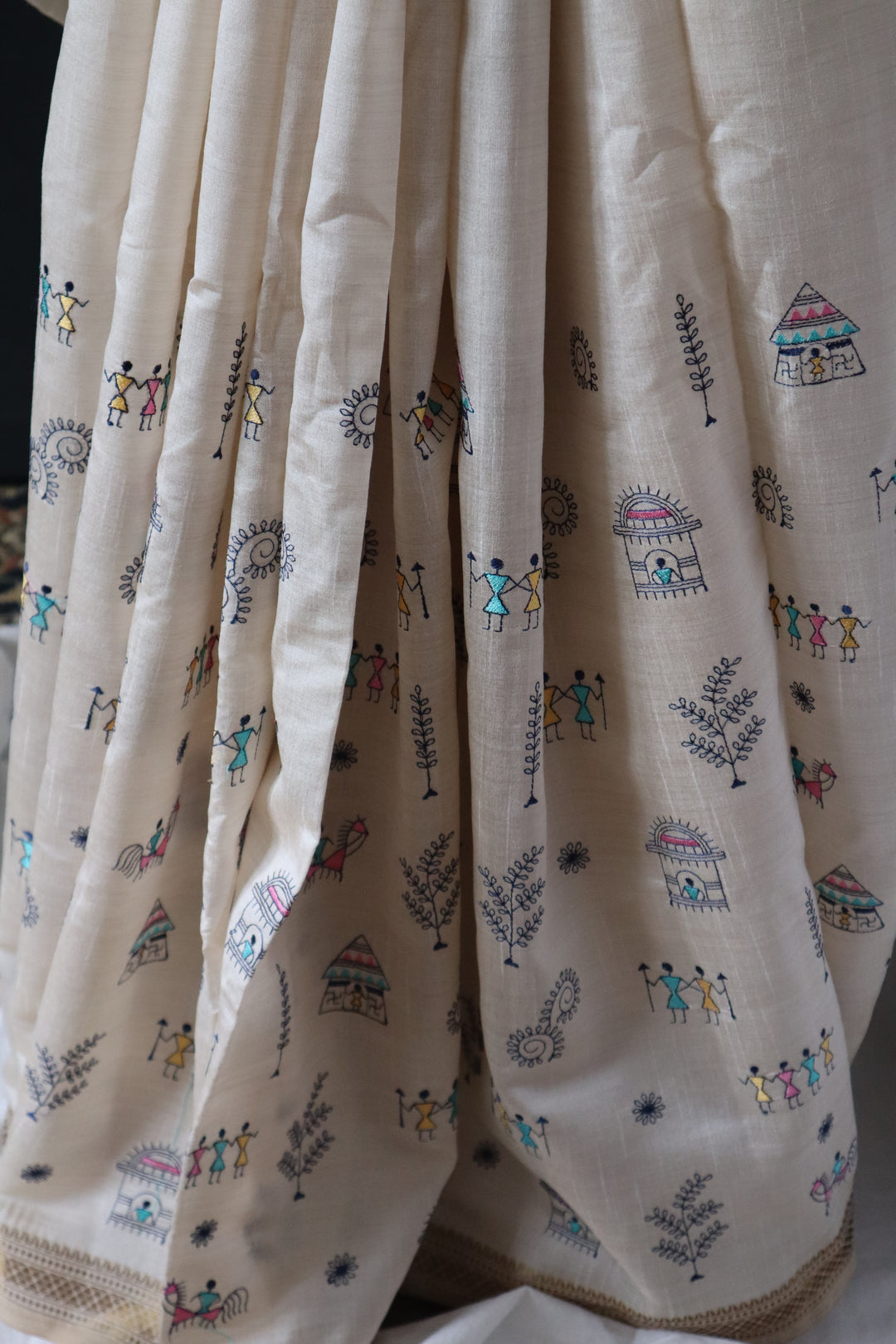 Semi Tussar Embroidered Saree