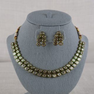 Indian ethnic jewelry in USA |Kundan Style Double layer Necklace set