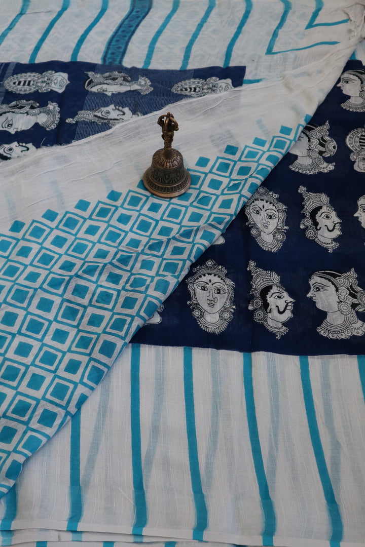 Handwoven Sarees Online in USA |Printed Cotton Linen saree