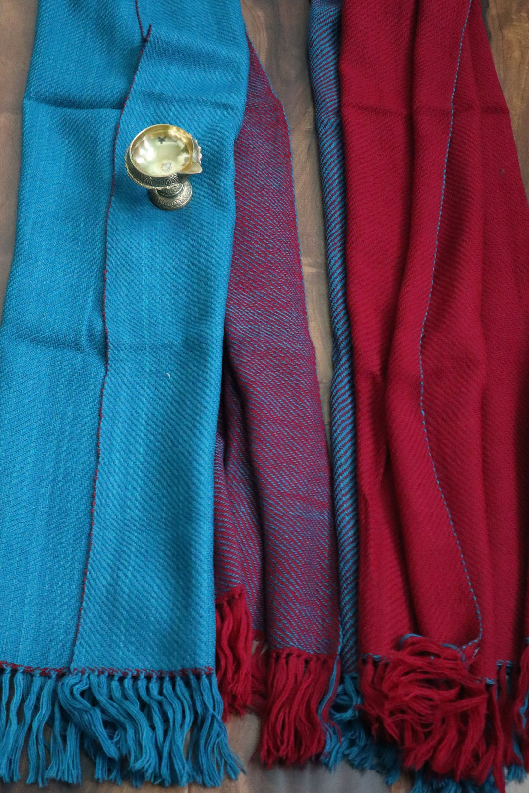 Hand-woven woolen shawl