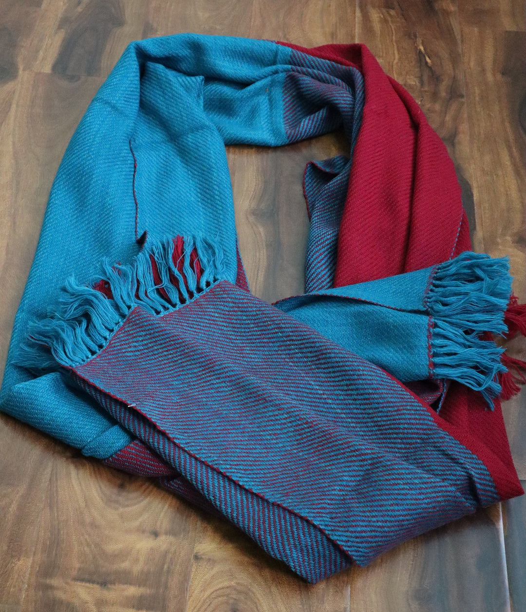 Hand-woven woolen shawl