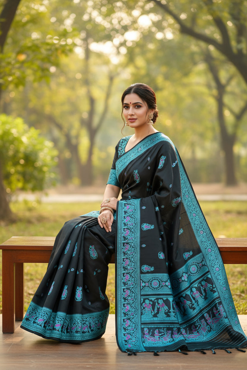 Cotton Silk Sarees Online in USA| Baluchari Silk Saree