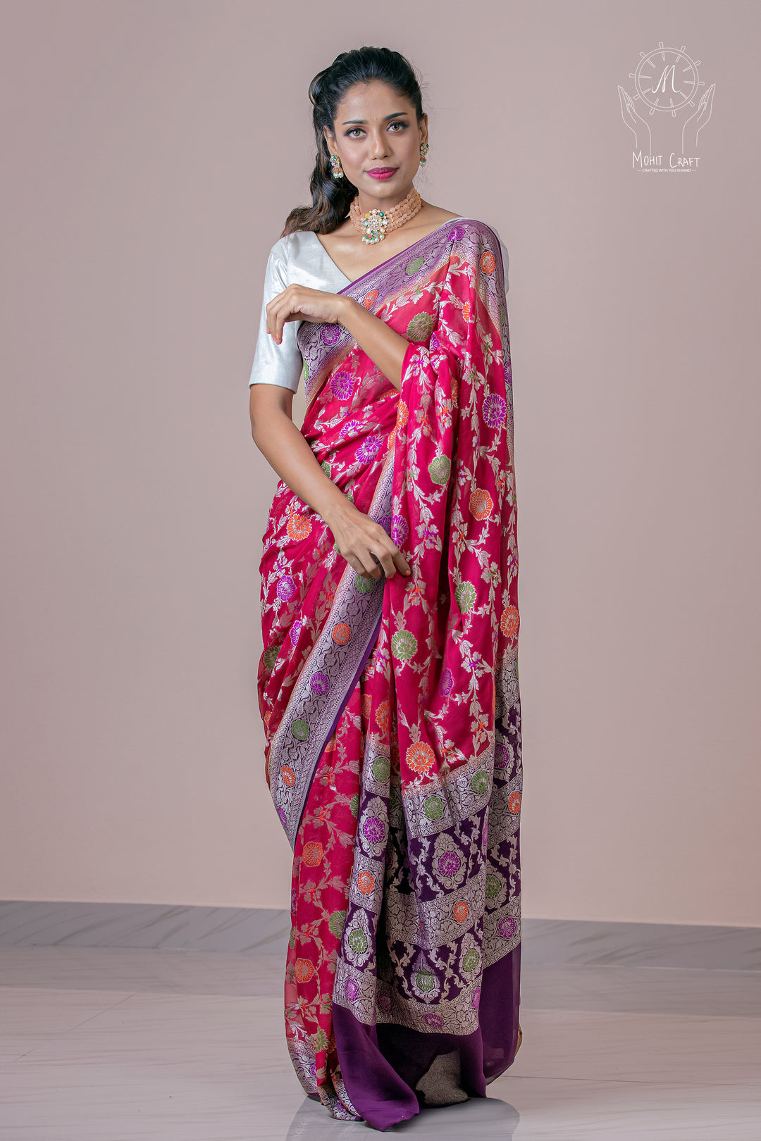 Best online store for Indian sarees in the USA |Georgette Meenakari Saree