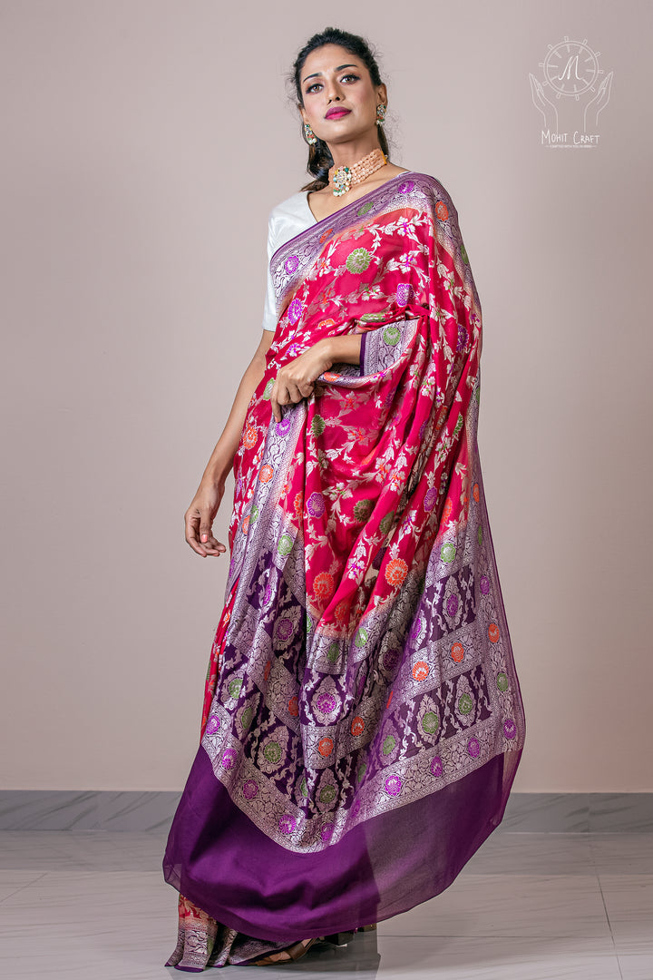 Best online store for Indian sarees in the USA |Georgette Meenakari Saree