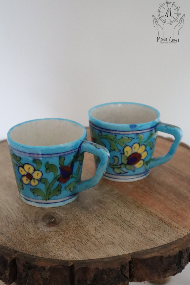 Ceramic Floral Handcrafted Cup set of 2