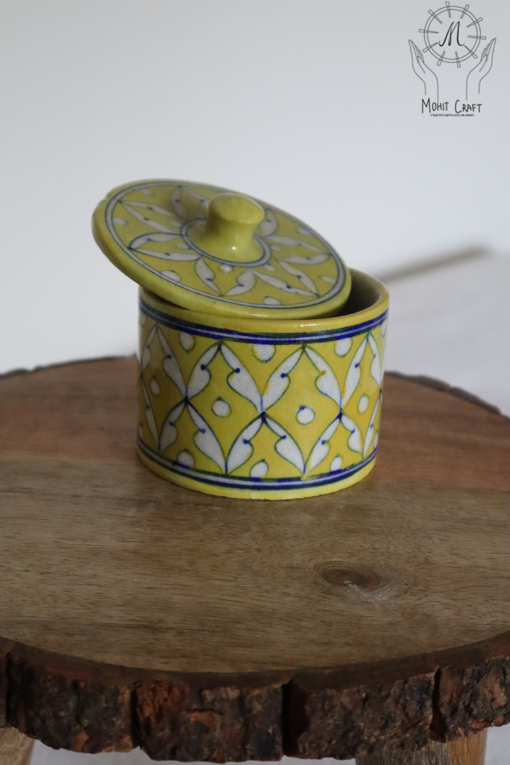 Ceramic Floral Handcrafted Round Box with Lid |Traditional Home Decor in USA