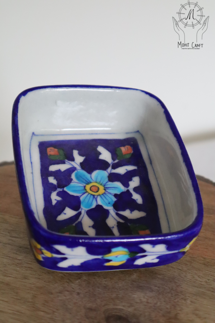 Ceramic Floral Handcrafted Square Tray | Traditional Home Decor in USA