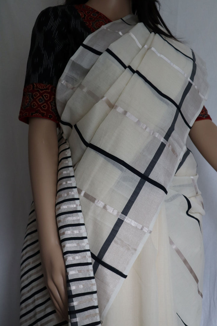 Handwoven Cotton Saree with Contemporary Design