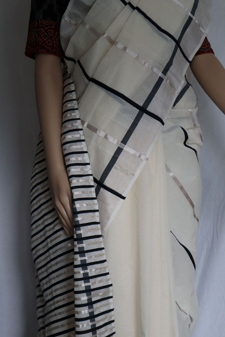 Handwoven Cotton Saree with Contemporary Design