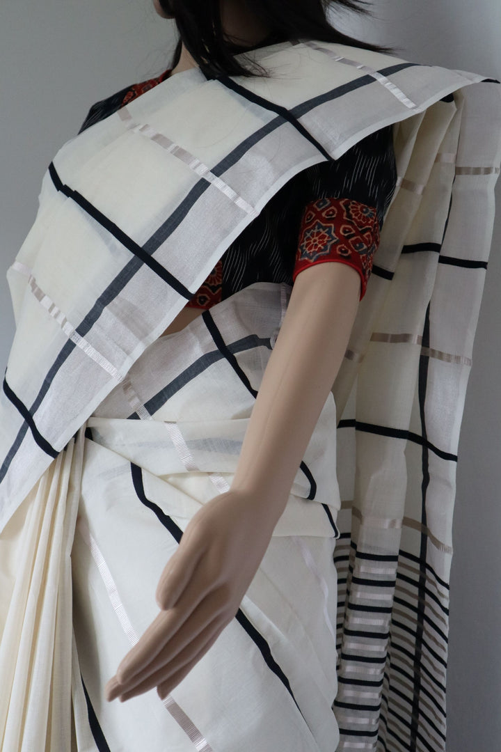 Handwoven Cotton Saree with Contemporary Design