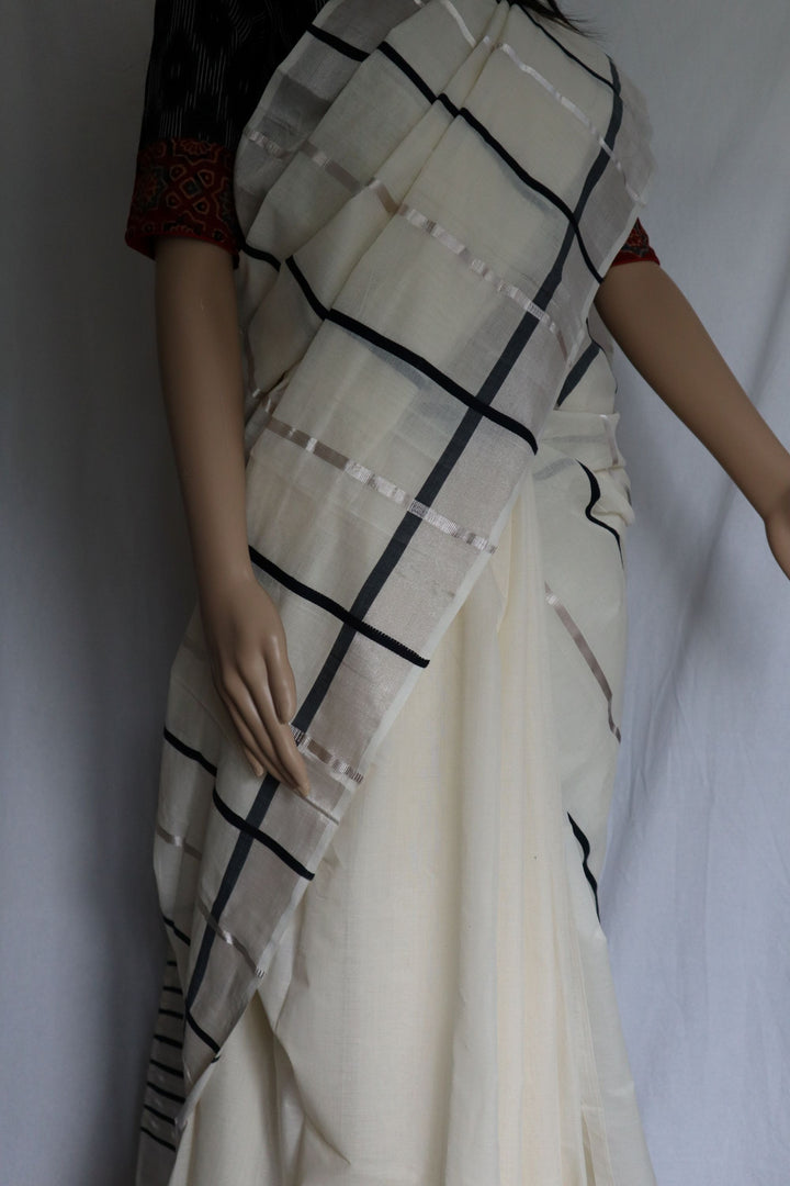 Handwoven Cotton Saree with Contemporary Design