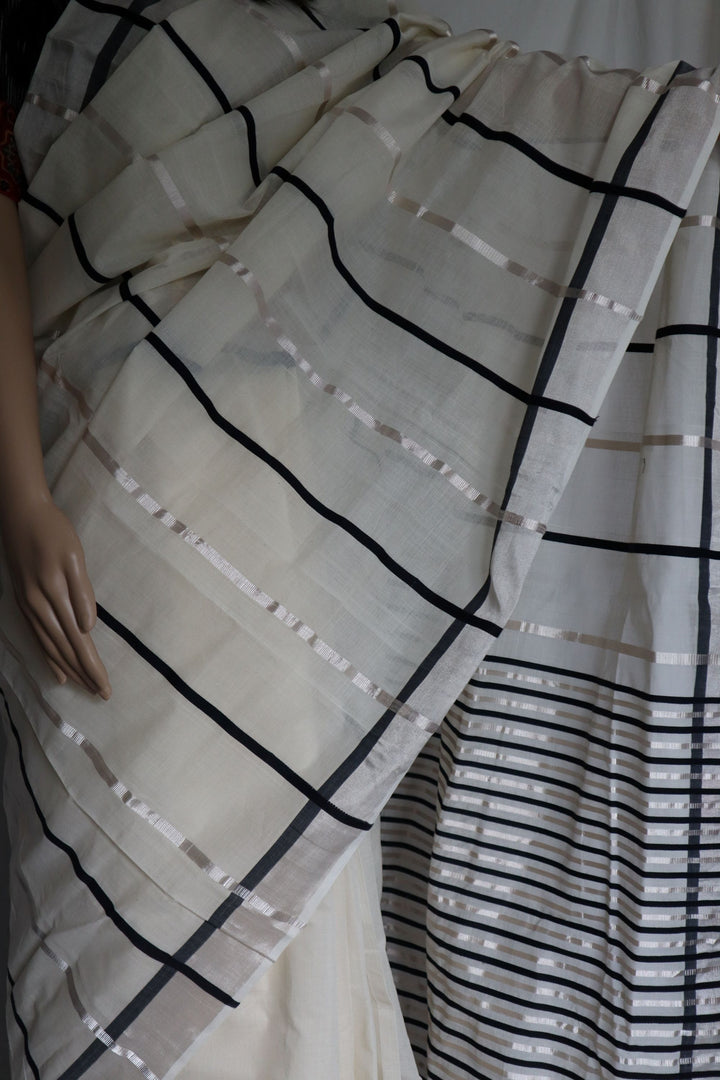 Handwoven Cotton Saree with Contemporary Design
