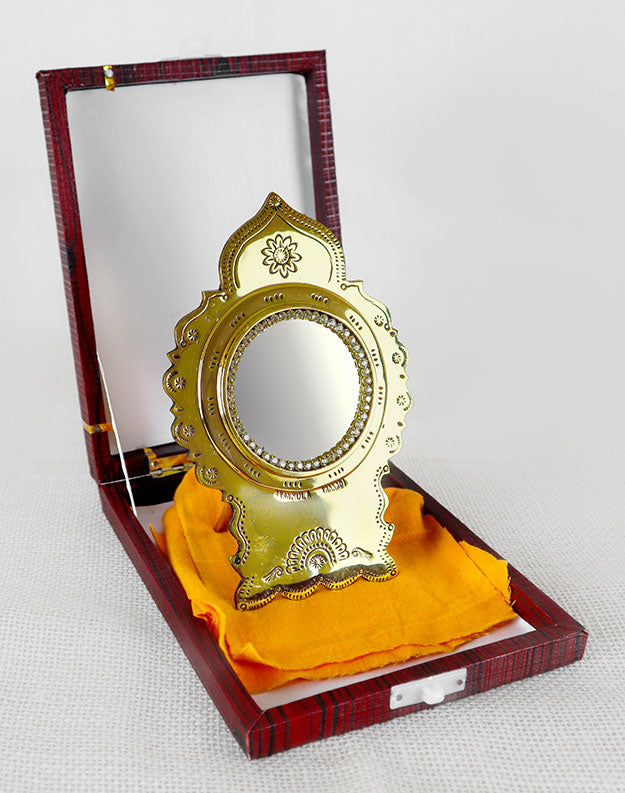 Aranmula Traditional Heritage Metal Mirror – Stone embellished