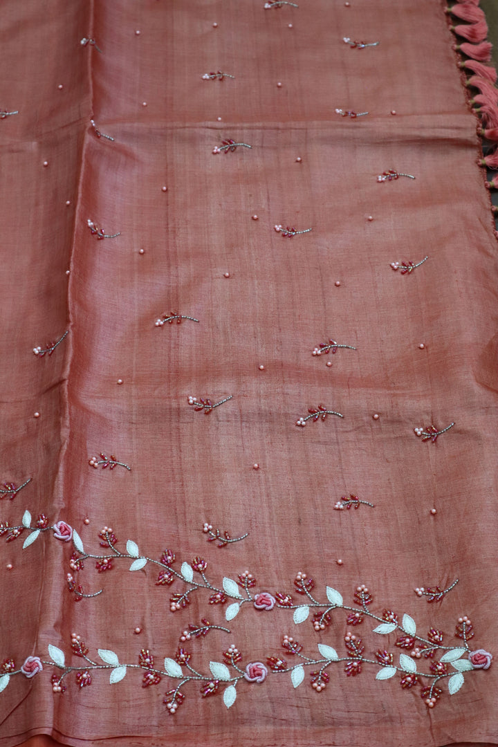 Tussar Silk Saree | Hand Embroidered Sarees Online in USA