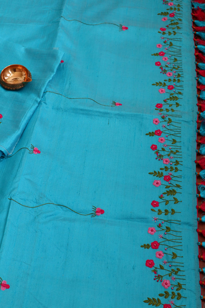 Hand Embroidered Sarees Online in USA |Raw Silk Saree