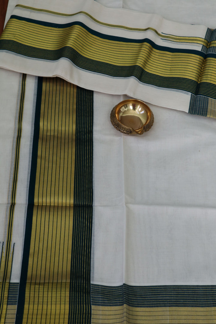 Handwoven pure cotton -Mundum Neriyathum | Traditional Kerala Sarees online in USA