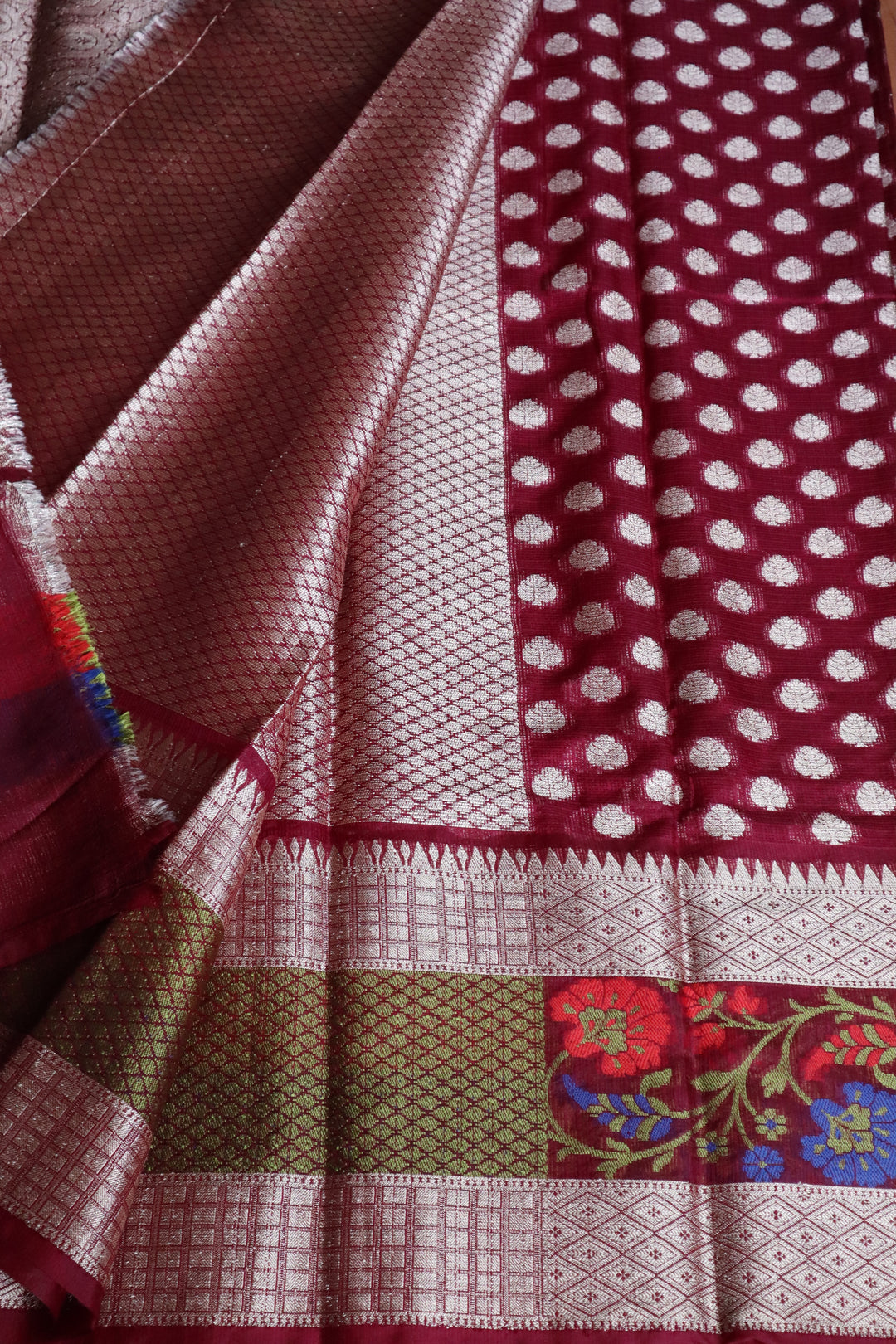 Meenakari pattern soft silk saree