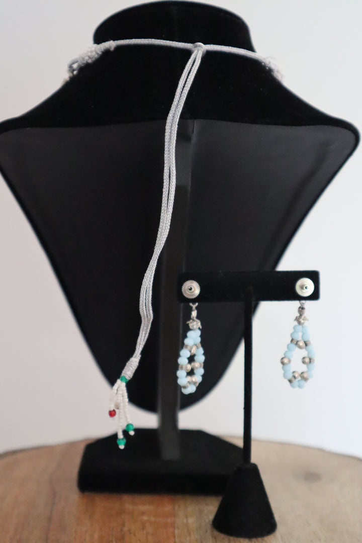 Oxidized Blue beads Necklace Set