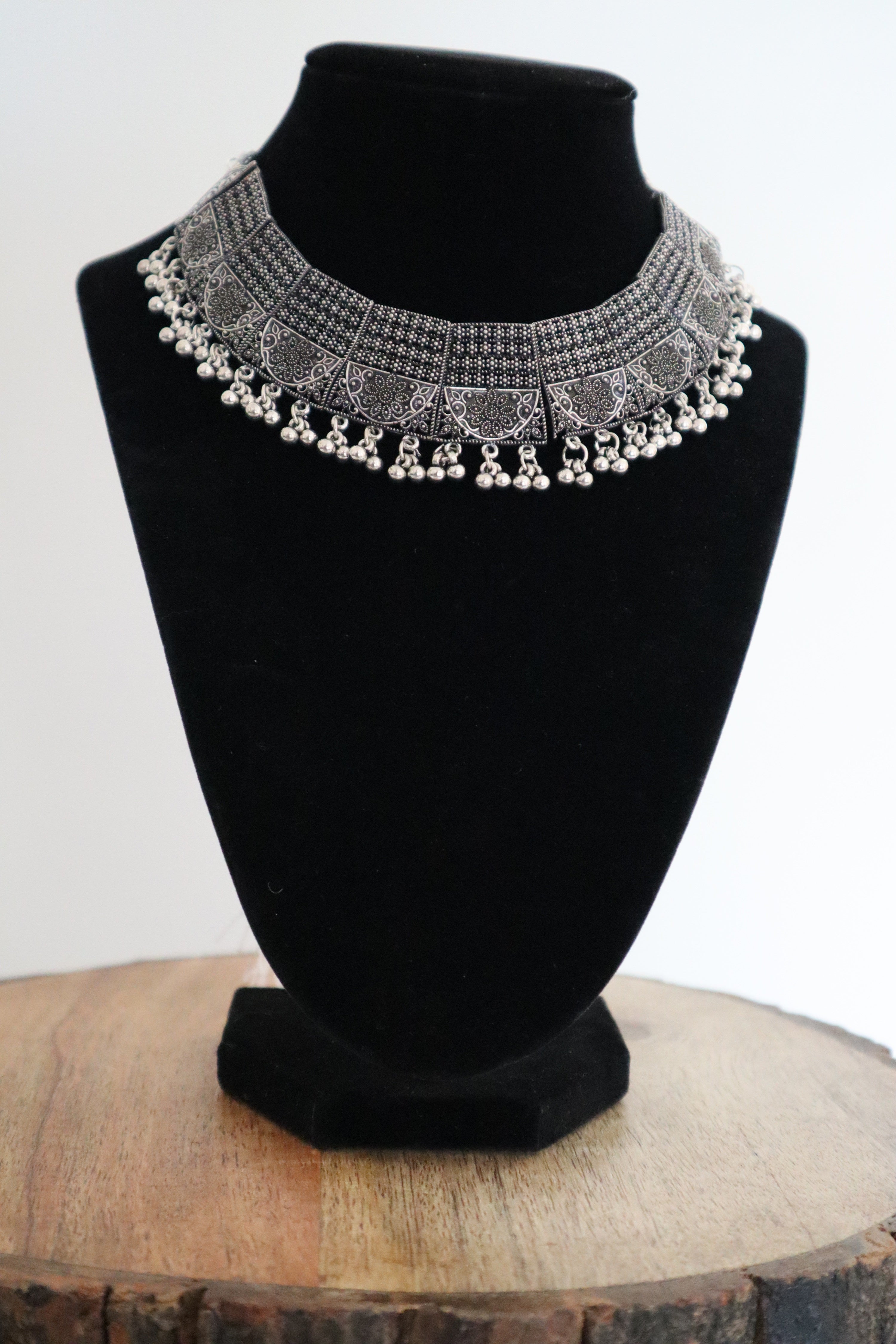 Oxidized Silver NA Choker Necklace Set – Mohit Craft