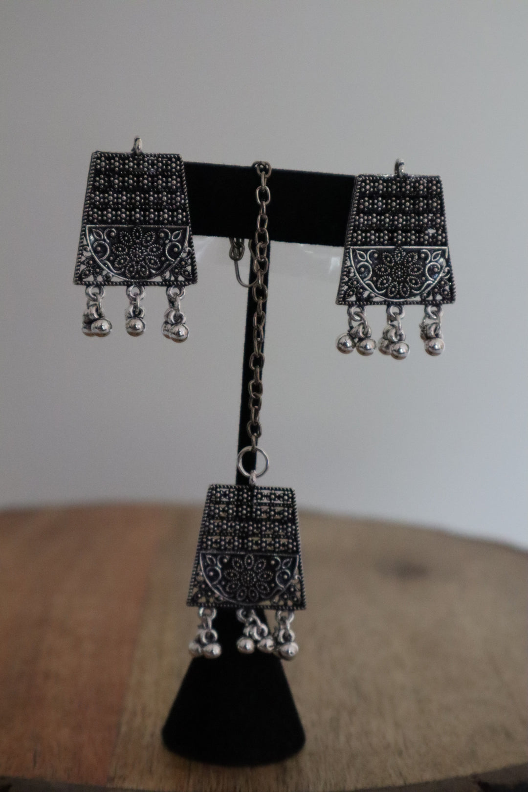 Oxidized Silver NA Choker Necklace Set