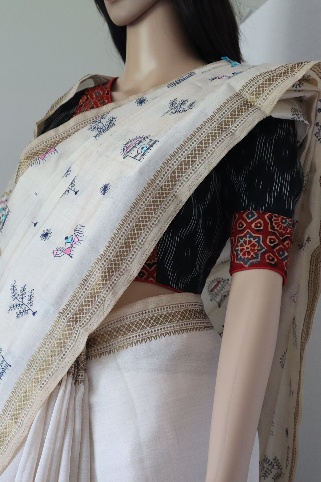 Semi Tussar Embroidered Saree