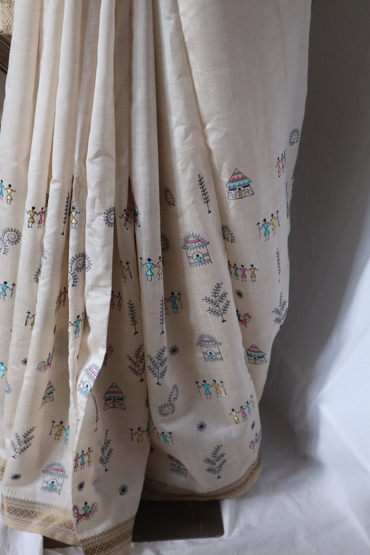 Semi Tussar Embroidered Saree