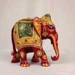 Wooden Hand Painted Elephant Figurine