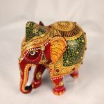 Traditional Home Decor in USA |Wooden Hand Painted Elephant Figurine