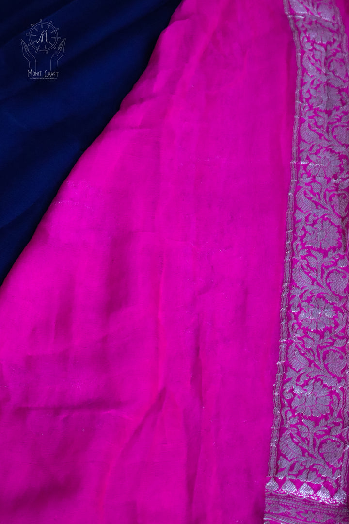 Indian Clothing in USA | Banarasi Khaddi Chiffon Saree with Silver Zari