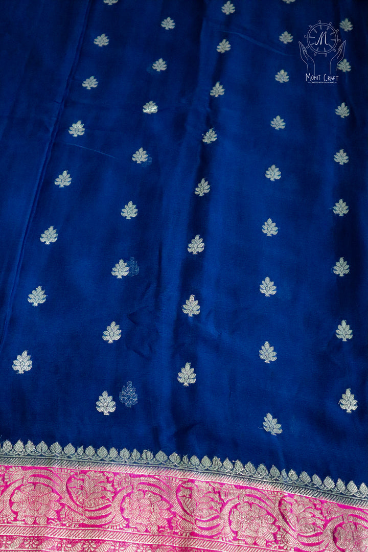 Indian Clothing in USA | Banarasi Khaddi Chiffon Saree with Silver Zari