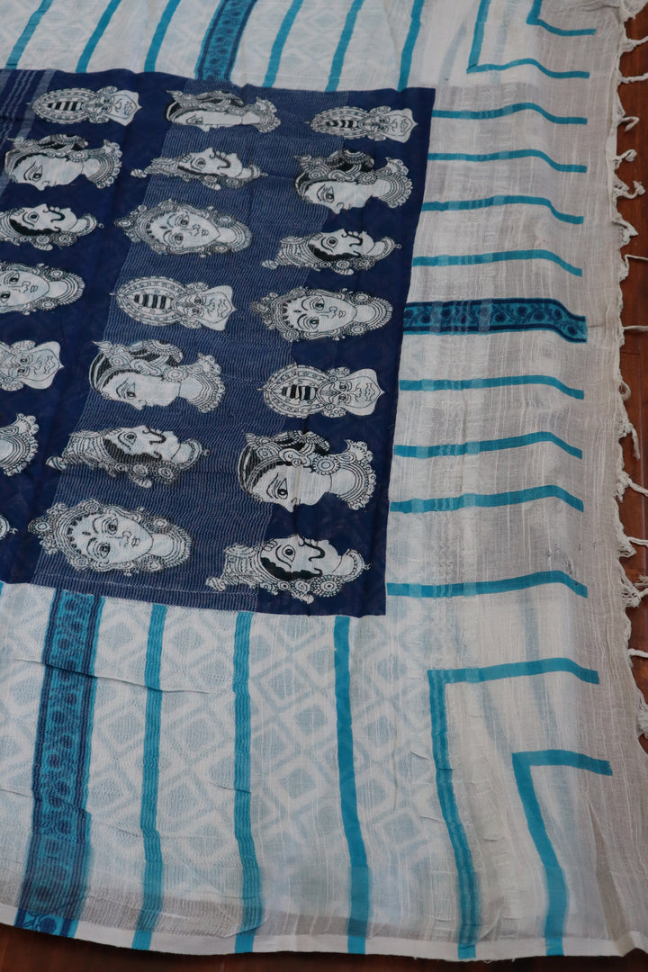 Handwoven Sarees Online in USA |Printed Cotton Linen saree