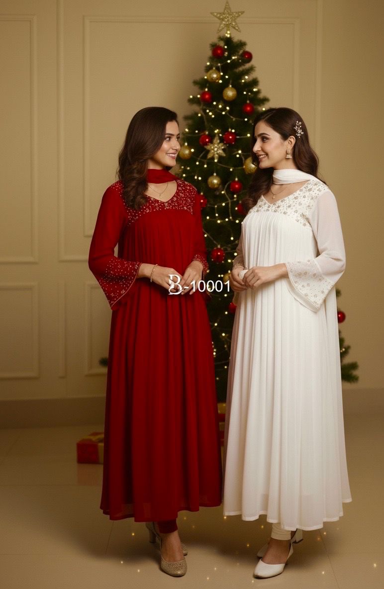 Embroidered Kurta Set - Only Top n Bottom