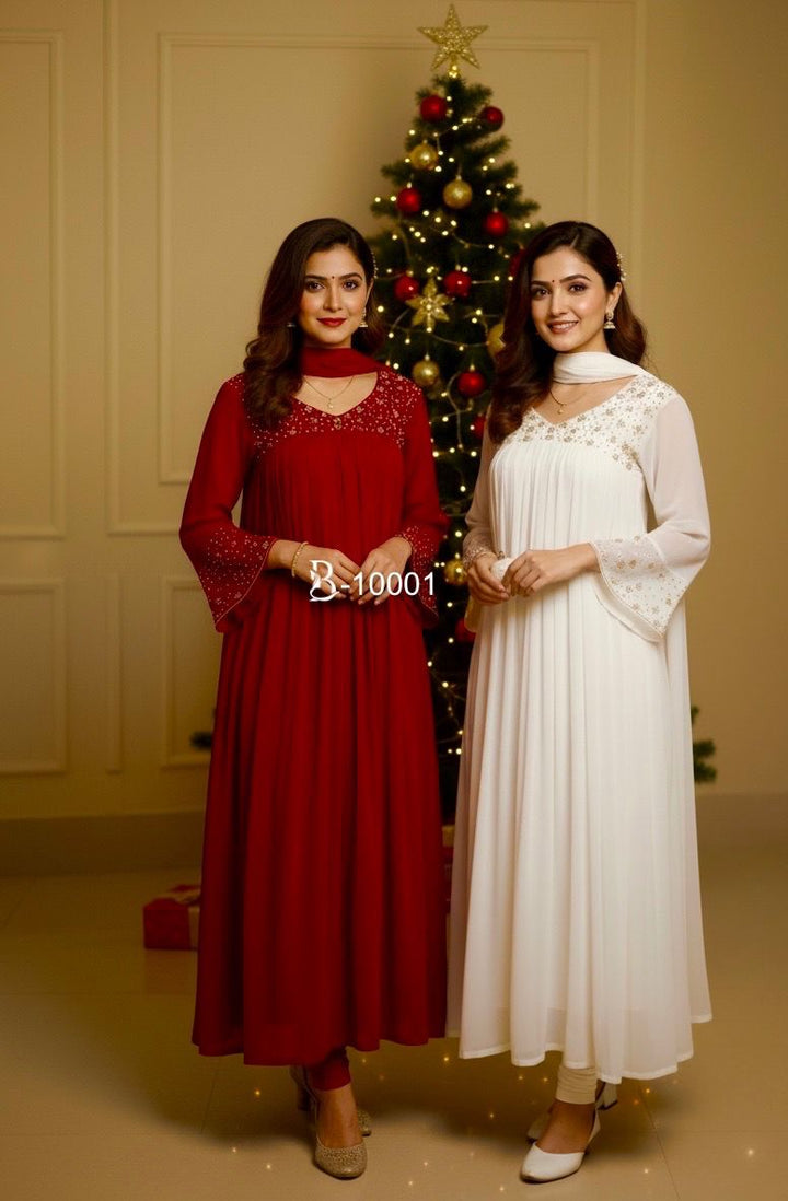 Embroidered Kurta Set - Only Top n Bottom