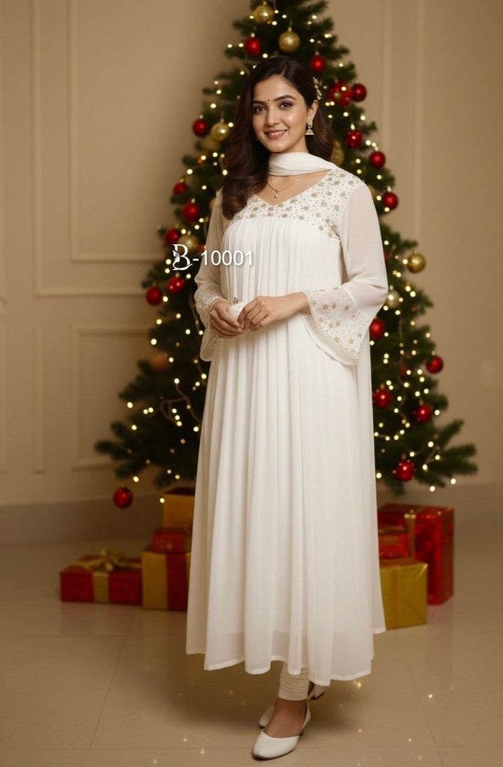 Embroidered Kurta Set - Only Top n Bottom
