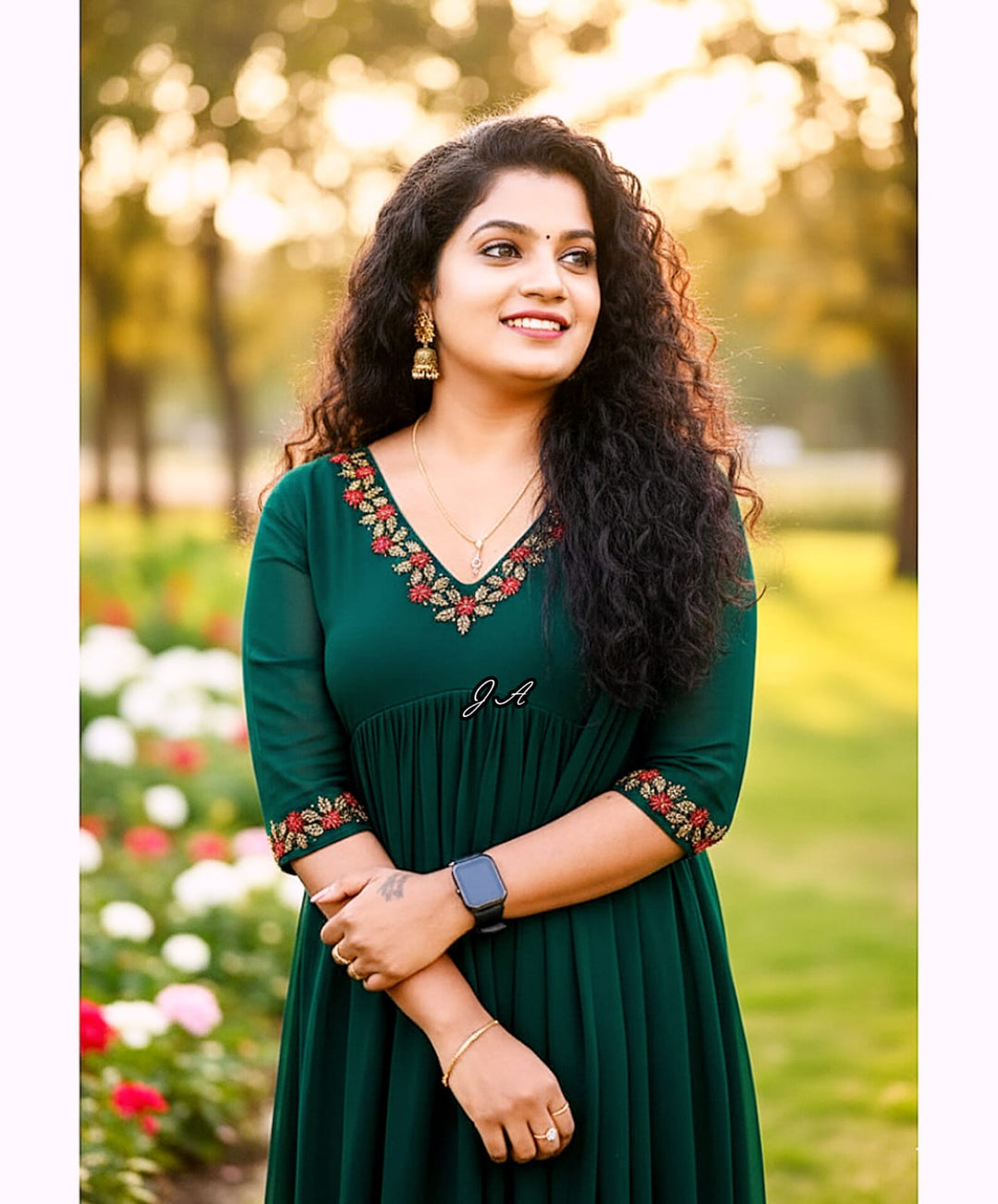 Embroidered Kurta Set - Only Top n Bottom